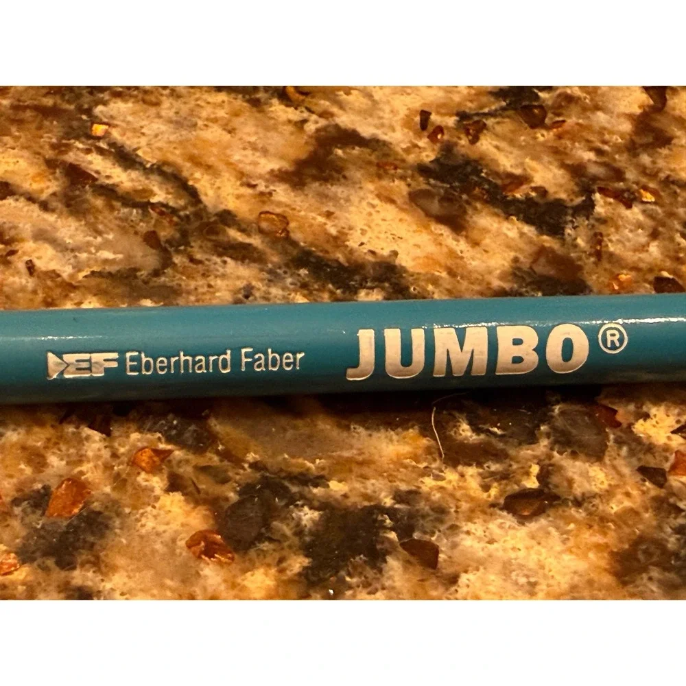 Vintage Eberhard Faber Jumbo Pencil Teal Blue Oversized Round USA Made